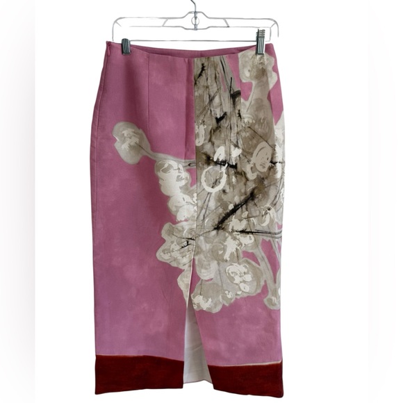 Zara Pink Floral Midi Skirt, Size Small - Picture 3 of 4